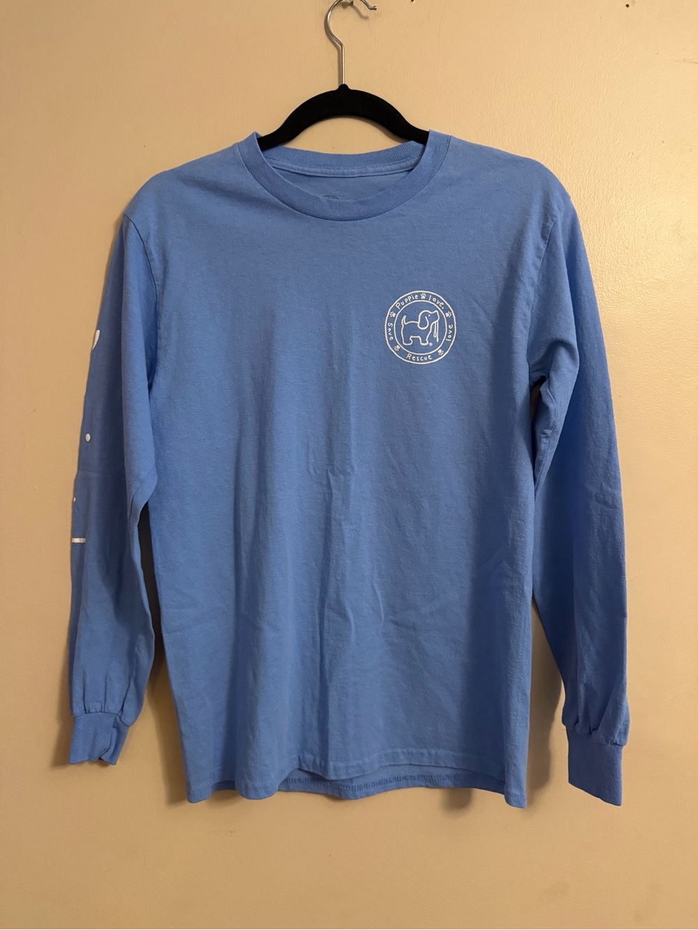 Long Sleeve Crewneck Tee in Light Blue